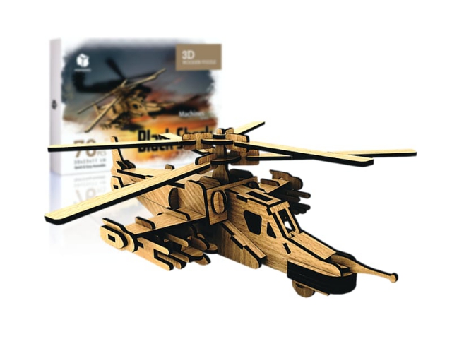 Ahşap 3D Kara Helikopteri 76 Parça